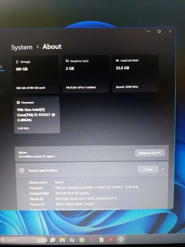 Hp Pavilion i5 11 Gen | 32GB Ram | 512Gb Gen 4 Nvme-pic_3