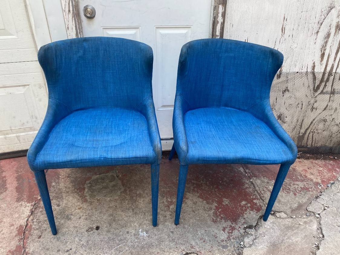 Blue Upholstered Chairs (x2) - DELIVERY AVAILABLE - $85 (Brooklyn)-pic_1