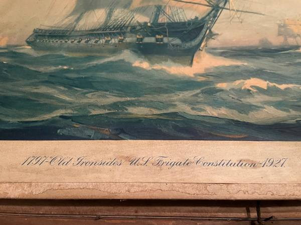 Vintage Gordon Grant "Old Ironside" lithograph framed print-pic_1