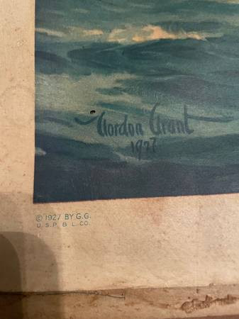 Vintage Gordon Grant "Old Ironside" lithograph framed print-pic_3