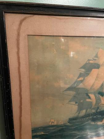 Vintage Gordon Grant "Old Ironside" lithograph framed print-pic_2